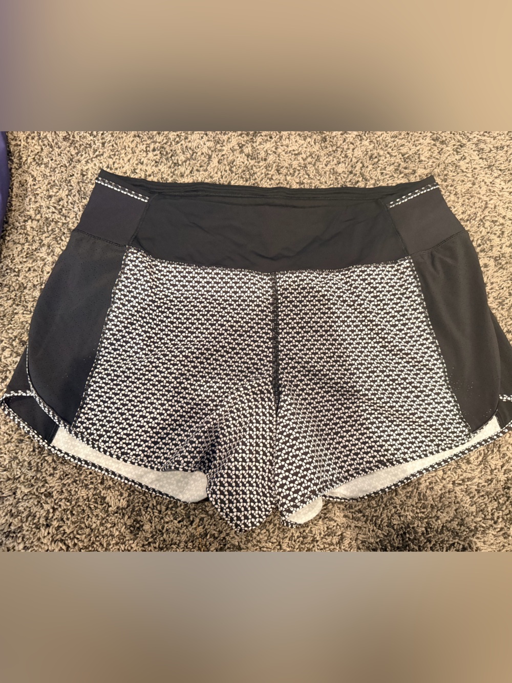 lululemon athletica Black & White Patterned Athletic Shorts